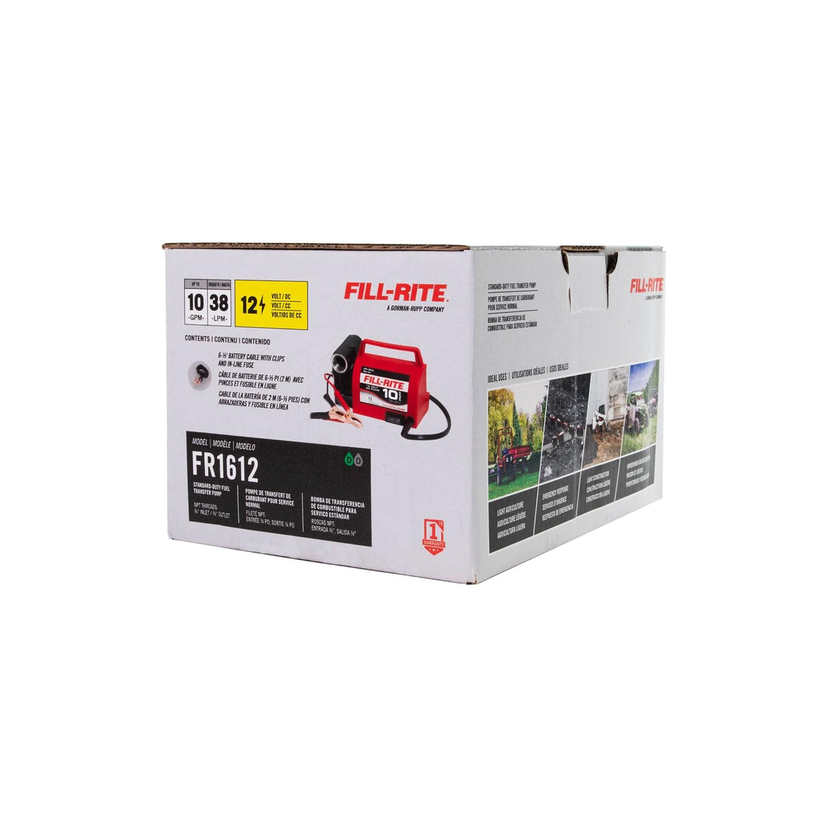 Fill-Rite 10 GPM - Bombas de transferencia diésel portátiles (serie 1600), Pump & Power Cord, port, 10