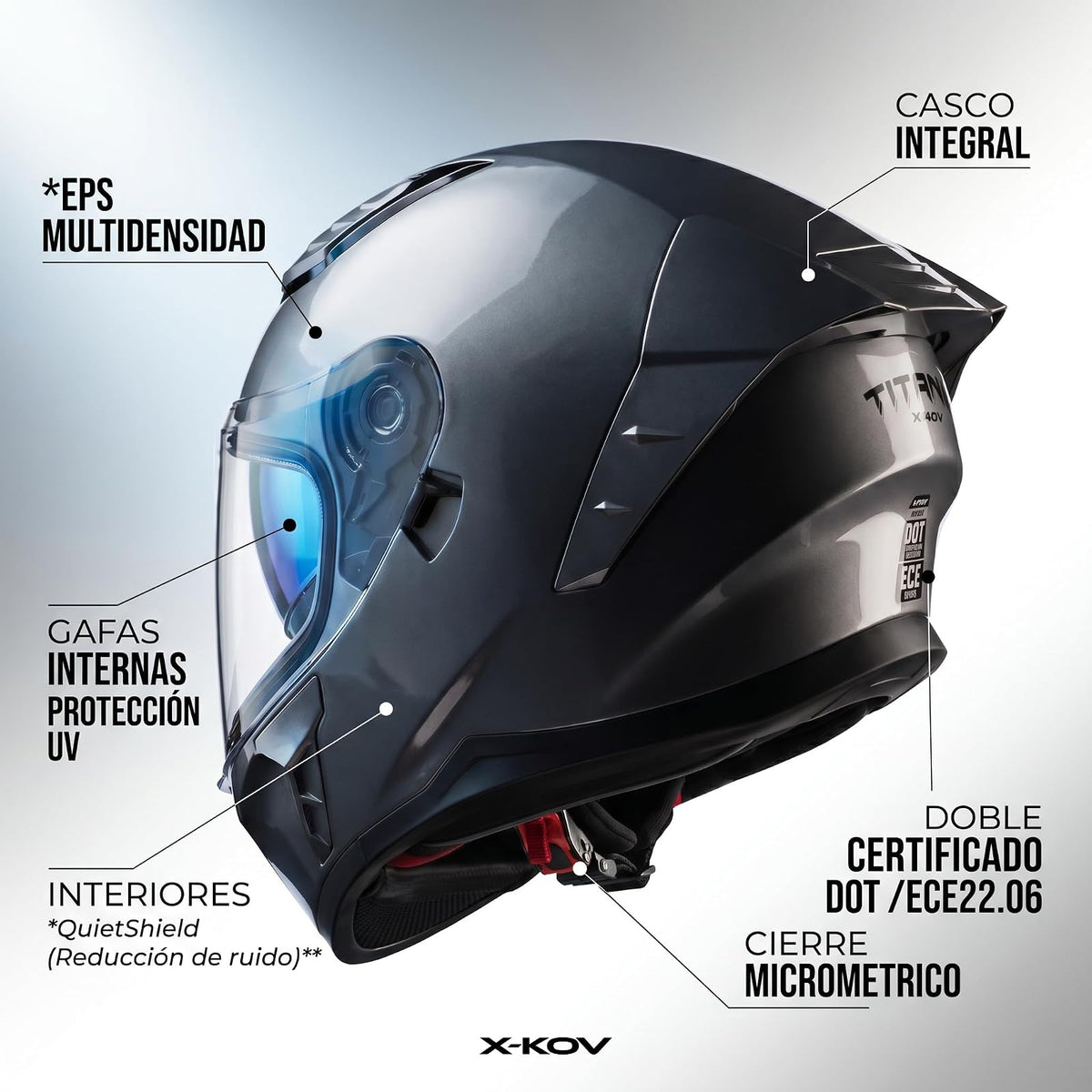 XKOV Casco Titanio Gris M