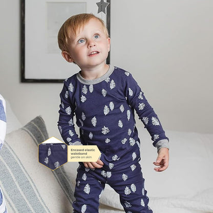 Burt's Bees - Pijama para bebé y niño, Playera de Manga Larga de 2 Piezas y pantalón Largo de algodón, Tallas para 12 Meses a 12 años