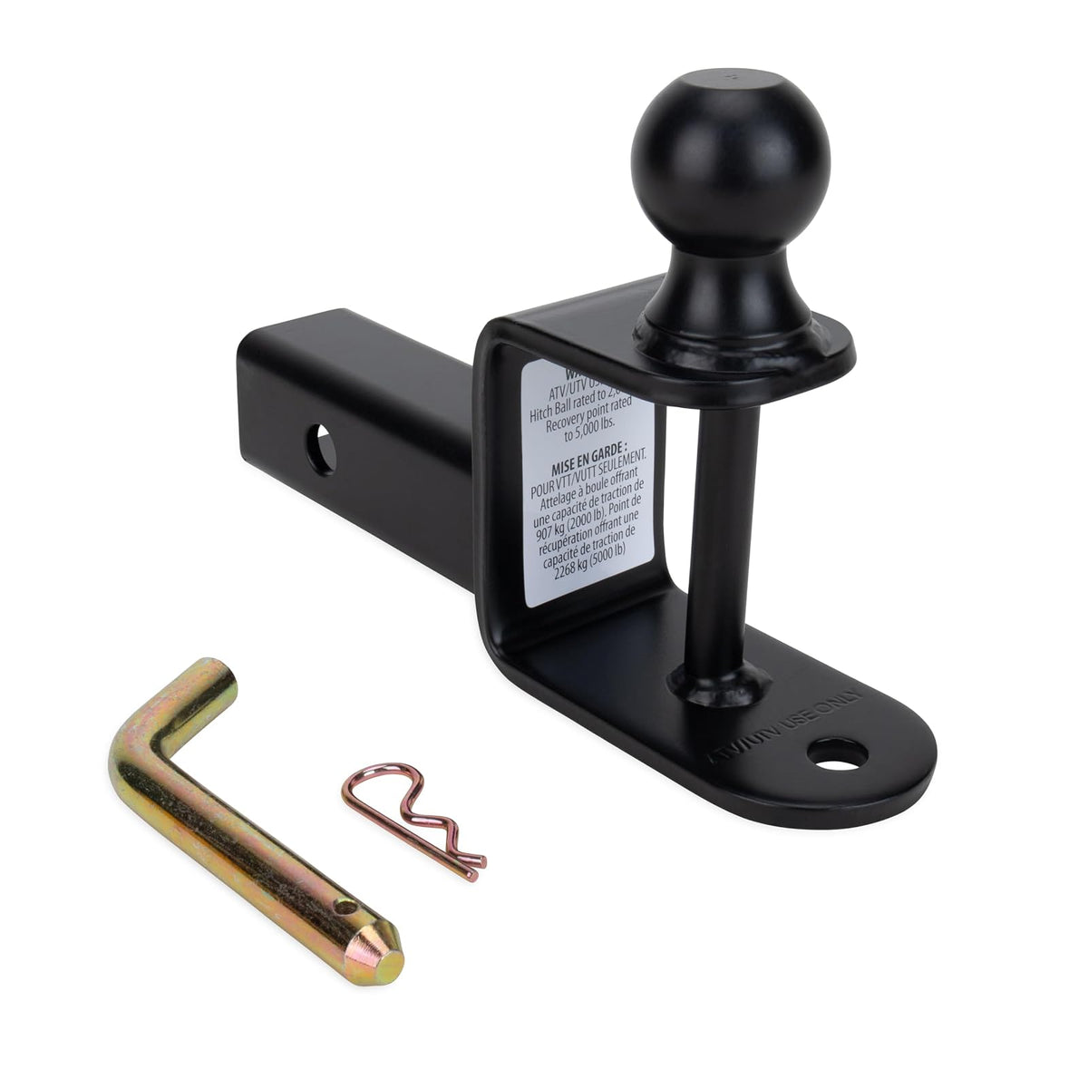 Camco 66025 negro ATV/UTV soporte de bola de jabalí (bola de 5.1 cm vástago 2"), 1 Pack - Vástago de 5 cm - 2" Ball, 2" Shank