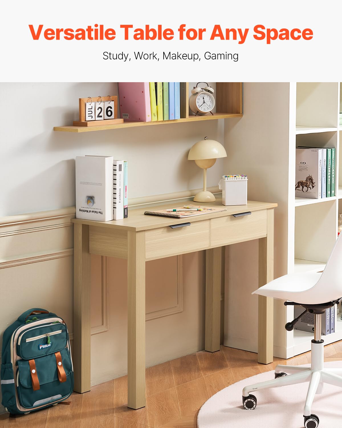 VEVOR - computadora pequeño con cajones, computadora Infantil para recámara, Mesa de Estudio Simple Moderna para Dibujar, Leer, Escribir, Mesa de Almacenamiento Rectangular de MDF para el hogar