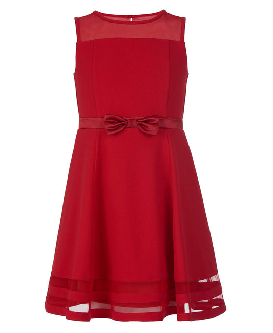 Calvin Klein Vestido de Fiesta de Encaje sin Mangas con Lazo Vestido para Ocaciones Especiales para Niñas