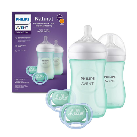 Philips Avent Set de Regalo Natural Response | Recién Nacido | 9 oz/260 ml | Turquesa | SCD837/02