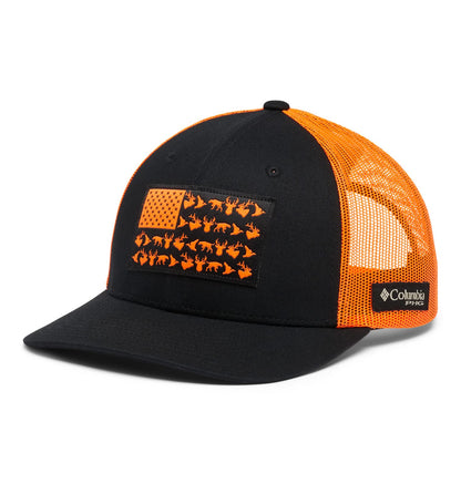 Columbia PHG Game Flag™ Malla Snap Back - Alto Tapa Unisex Adulto - Talla Única - Negro, Blaze