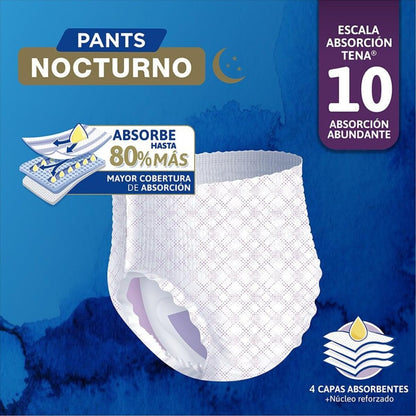 TENA Pants Nocturno Talla G, Ropa interior desechable, 10 piezas