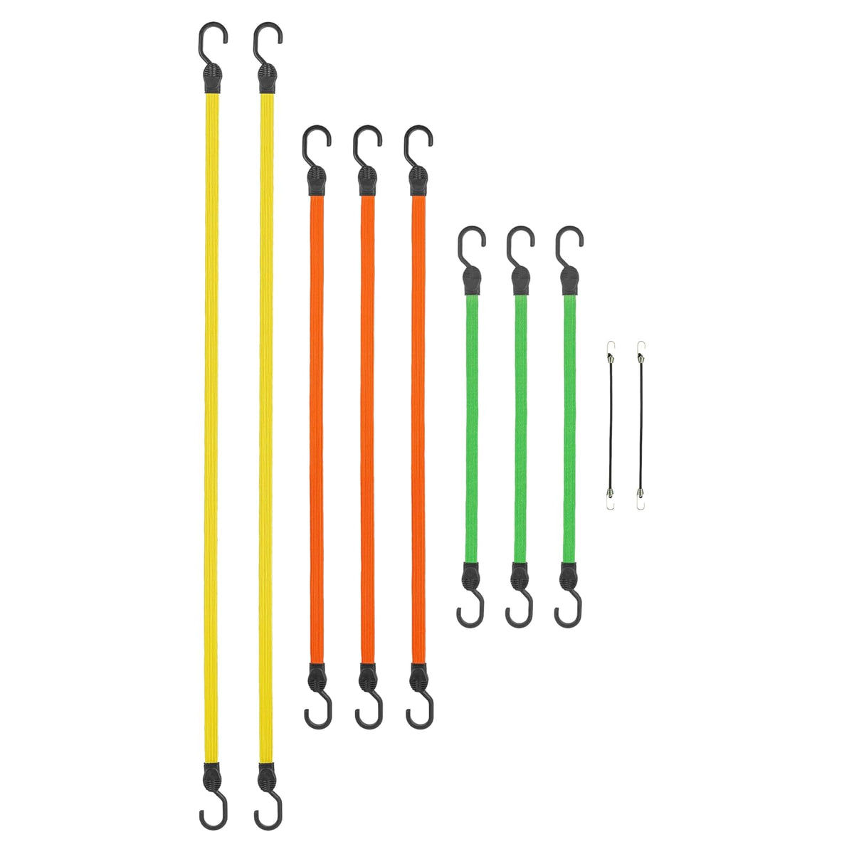 SMARTSTRAPS - 215 cuerdas elásticas SmartStraps (paquete de 10 unidades) – Equipaje seguro, enfriadores y otras cargas de luz para el transporte – Cables elásticos de correa plana que distribuyen la carga para reducir el deslizamiento
