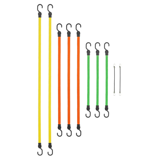 SMARTSTRAPS - 215 cuerdas elásticas SmartStraps (paquete de 10 unidades) – Equipaje seguro, enfriadores y otras cargas de luz para el transporte – Cables elásticos de correa plana que distribuyen la carga para reducir el deslizamiento