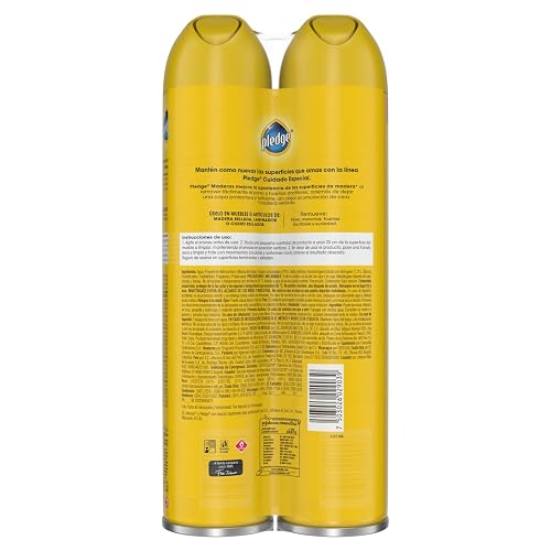 Pledge Madera Lustrador de Muebles en Aerosol Original, 2 Unidades de 430ml