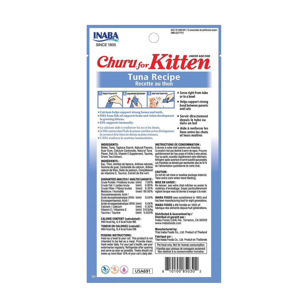 INABA Churu Kitten Premios Gatito Crecimiento Pack 6 Bolsas 24 Tubos