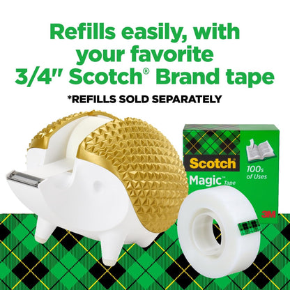 Scotch - Dispensador de cinta de erizo, ideal para envolver regalos, incluye rollo de cinta de 3/4 x 350 pulgadas