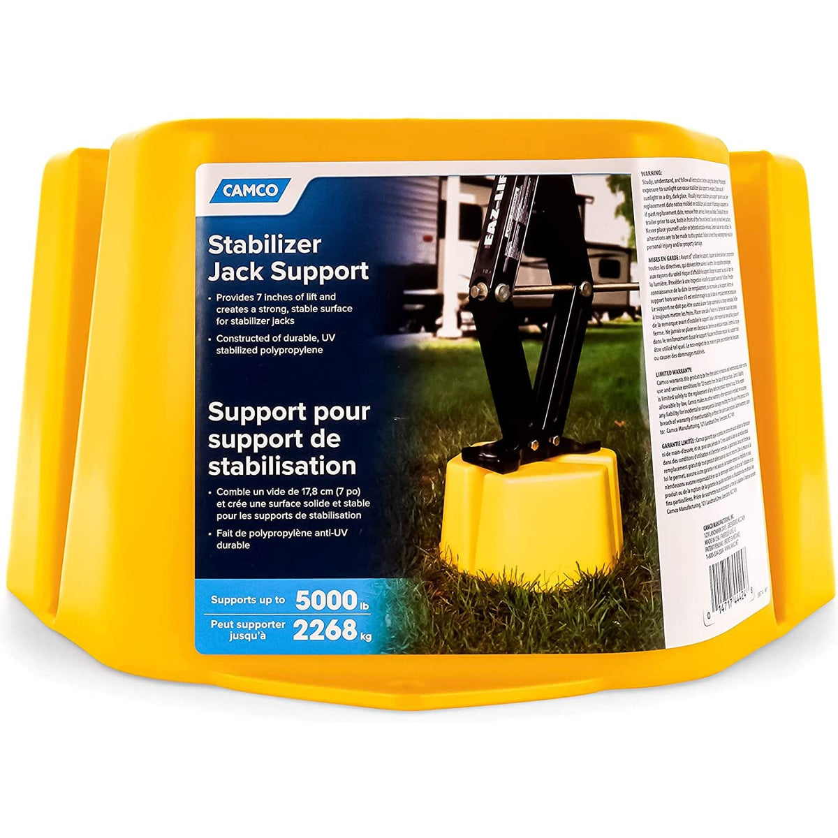 Camco Jack de estabilizador soporte, proporciona un fuerte, estabilizador de superficie estable para conectores y proporciona elevación de 7 inches (44424)