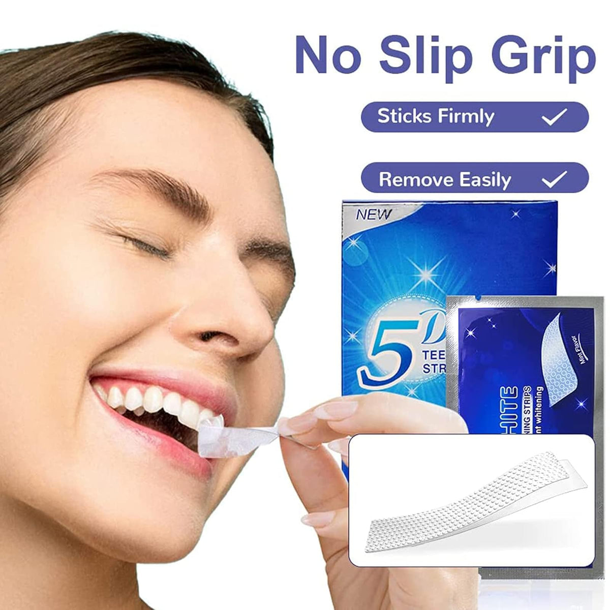 nvban 14Pcs Teeth Whitening Strips, 5D Teeth Whitening Strips, Professional Teeth Whitener and Teeth Whitening Kit, Safe Formula for Sensitive Teeth Teeth Whitening Kit