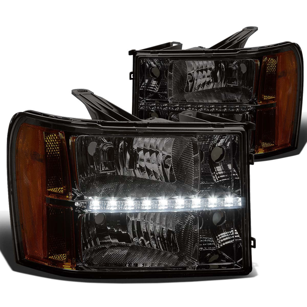 DNA Motoring Conjunto de Faros Delanteros, Lado Conductor y Pasajero - HL-LED-GMCSIE07-SM-AM
