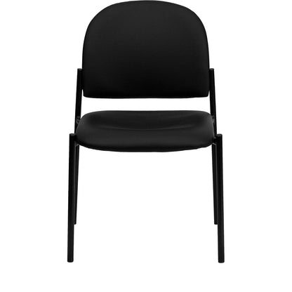 Flash Furniture Tania Comfort - Silla apilable de Vinilo tapizada con Asiento Acolchado, Silla apilable Moderna para Sala de Estar/Oficina, Color Negro