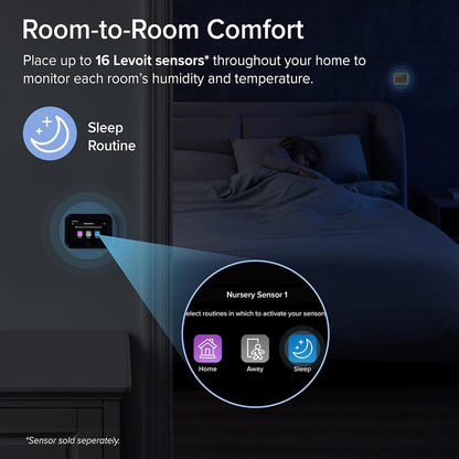 LEVOIT Termostato Inteligente para el hogar, termostato Digital programable WiFi, Funciona con Alexa y Sensor Inteligente, Ahorro de energía, Pantalla táctil Grande, Adaptador C-Wire Incluido