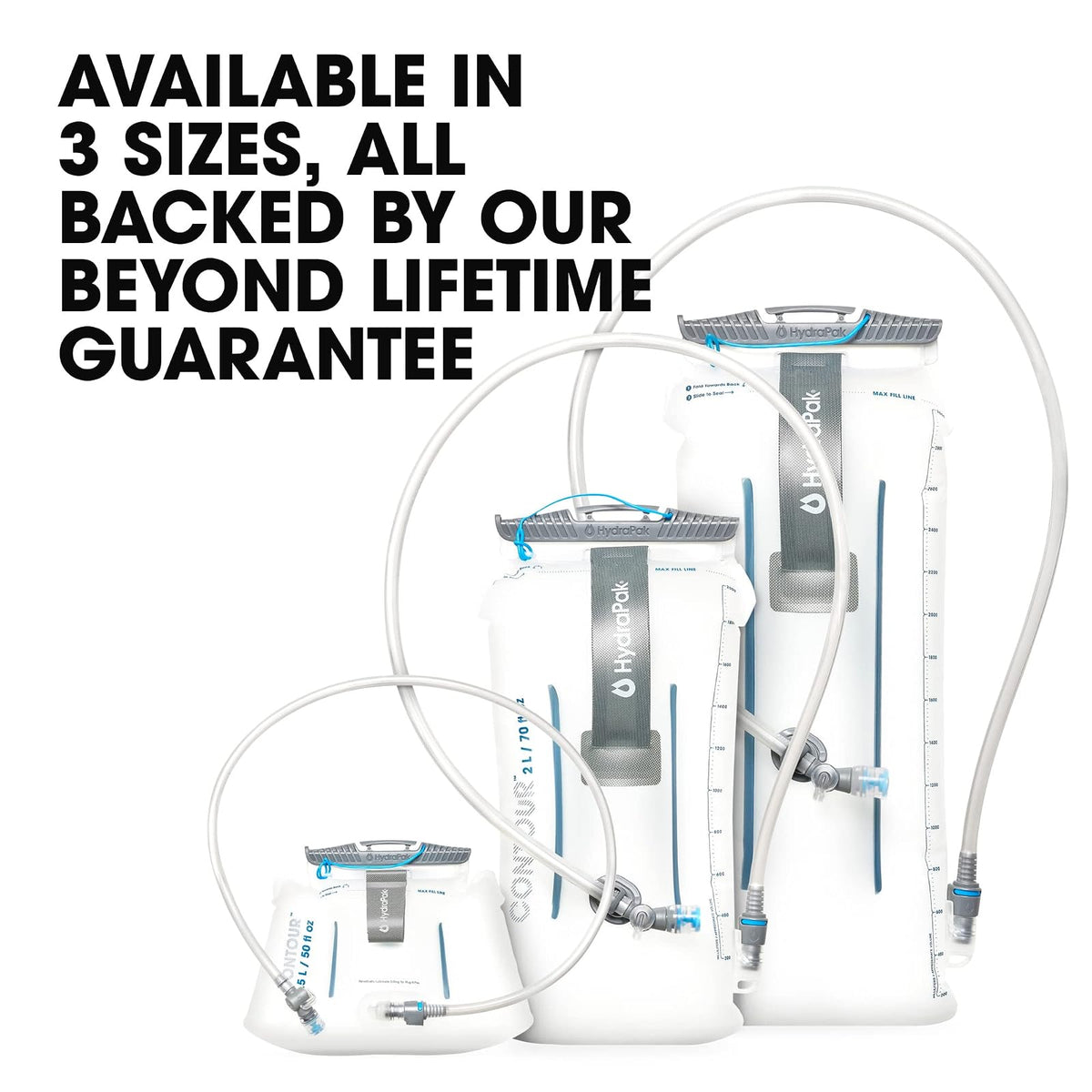 HydraPak Water Reservoir (1.5L, 2L, 3L) - Hydration Bladder Fits Most Backpacks – High-Flow Bite Valve, Leak Proof, Fully Reversible, and Dishwasher Safe