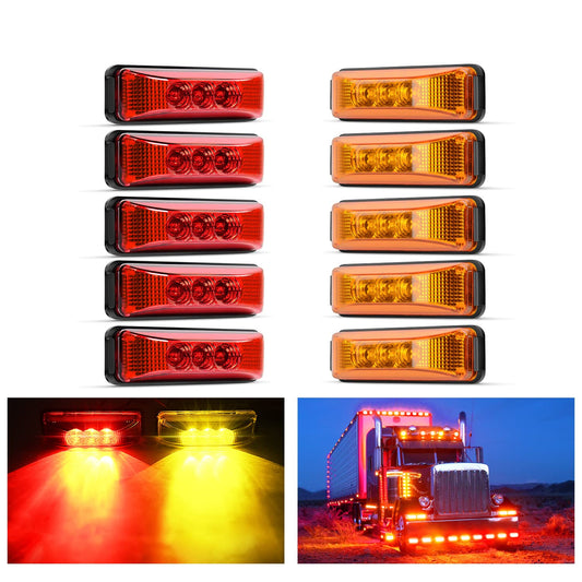 Nilight 10PCS 3 Led Trailer Light 3.9 Inch Front Rear Side Marker Clearance Indicator Lamps Waterproof Sealed Surface Mounted for 12V RV Truck Trailer Camper