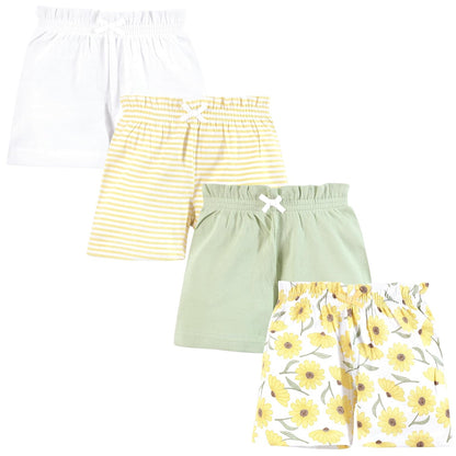 Hudson Baby - Pantalones Cortos Unisex para bebé, Paquete de 4 - 3T - Amarillo (Yellow Daisy)