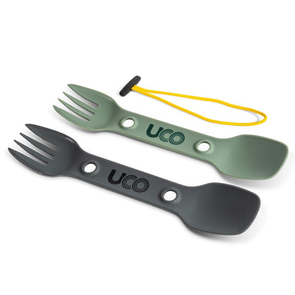 UCO Utility Spork 3 en 1 Combo Cuchara-Tenedor, 2 Unidades, Dorado/Azul Cielo