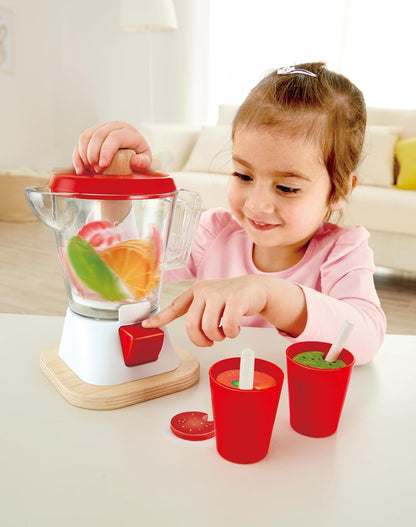 Hape Accesorios de Cocina, Licuadora Perfecta para niños de 3 años en adelante, con Vasos, Frutas y Espinacas Baby, Modelo: E3158