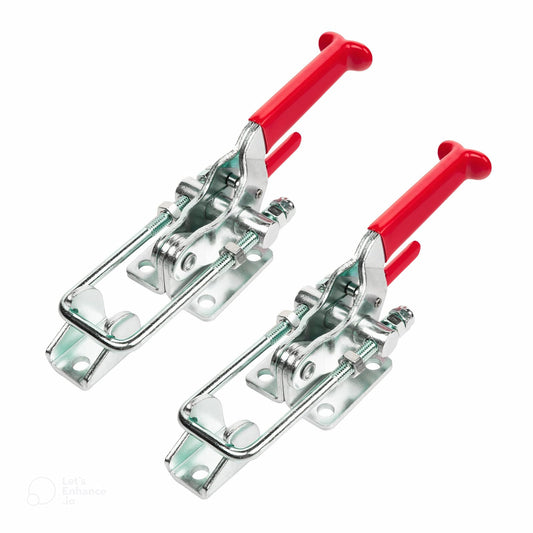 POWERTEC - Abrazadera de palanca de 2000 libras, capacidad de sujeción 40341 con tornillo en U autobloqueado con agarre de mano antideslizante para plantillas y accesorios de carpintería, fumador,