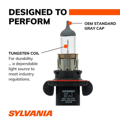 Sylvania H13.BP Basic Foco Frontal de Halógeno, Paquete de 1 | foco halógena estándar de repuesto con salida diaria fiable y una instalación fácil y de ajuste directo