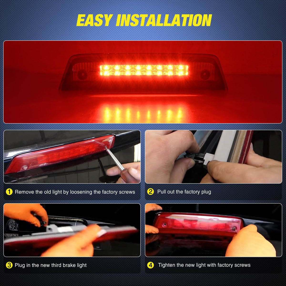 Nilight Luz de Freno Trasera de Montaje Alto Lente Ahumada Dodge Journey 2010-2016