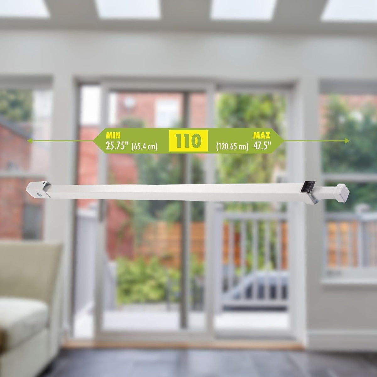 Ideal Security Inc. sk110 W Patio puerta barra de seguridad, color blanco, Blanco
