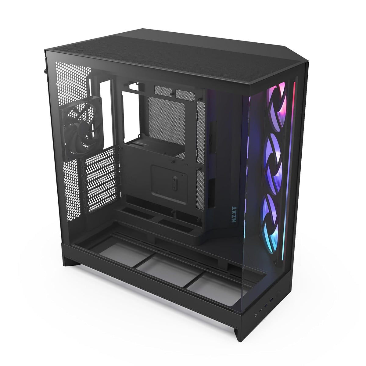 NZXT H9 Flow Gabinete ATX RGB Blanco con Paneles de Cristal - RGB Fans - H9 Flow RGB (2025) - Negro