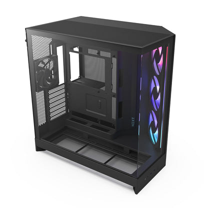 NZXT H9 Flow Gabinete ATX RGB Blanco con Paneles de Cristal - RGB Fans - H9 Flow RGB (2025) - Negro