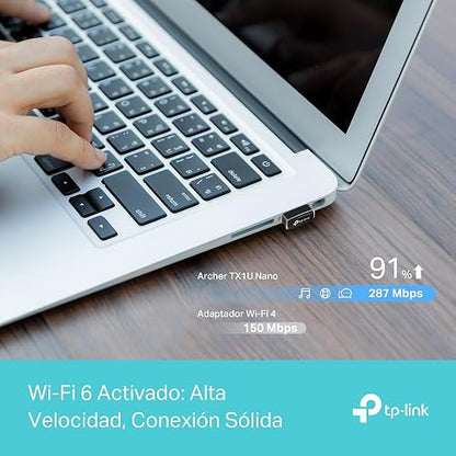 TP-Link Adaptador USB WiFi Nano Archer TX1U Nano - WiFi 6 AX300 - hasta 287 Mbps - MU-MIMO - Compatible con Windows y Linux - Diseño Ultracompacto - Fácil Instalación