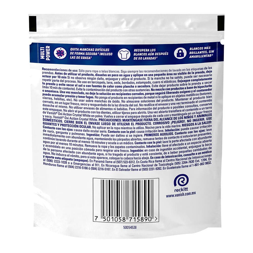 Vanish Quitamanchas Desinfectante para Ropa Blanca en Polvo de 1.8 kg