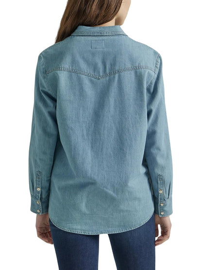 Wrangler Camisa de Mezclilla con Cierre a presión Camisa abotonadaMujer