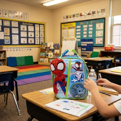 Ruz Lonchera Infantil y Preescolar | Spidey y Sus Amigos | 100% Poliéster Capacidad 3 Litros | Bolso de Poliéster para Niños con Forro Interno y Cierre de Cremallera | Recomendado desde 3 años