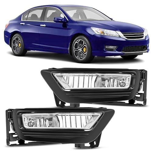 Nilight Fog Lights Assembly Compatible with 2013 2014 2015 Honda Accord (4-door Sedan) w/H8 12V 25W Bulbs Clear Lens Driver and Passenger Side