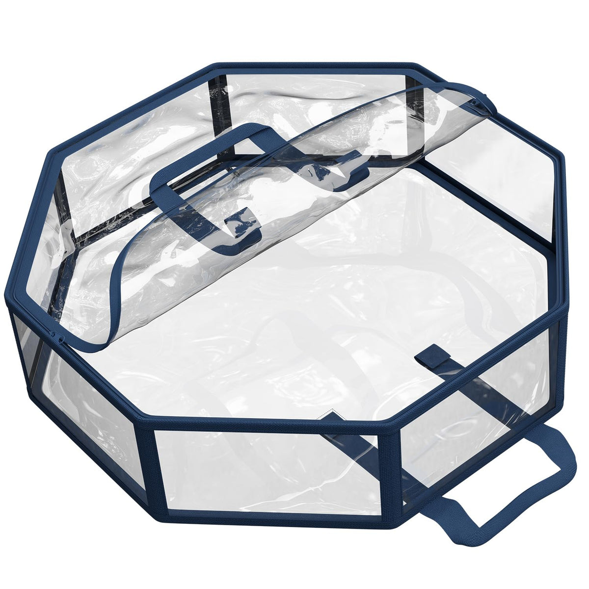 Hearth Harbor Contenedor Almacenamiento Corona Navidad 36 Pulgadas | Bolsa transparente, doble cierre, asas reforzadas, material PVC resistente