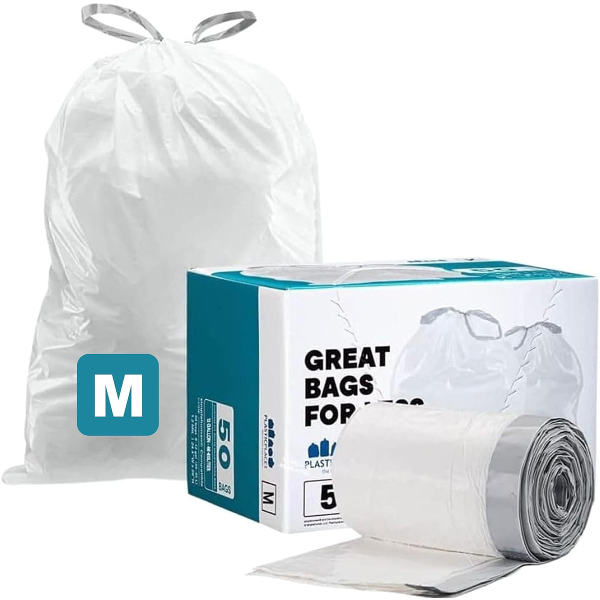 Plasticplace Bolsas de Basura Código M, 200 Piezas, 45 Litros - 50 Count (Pack of 1) - Código M