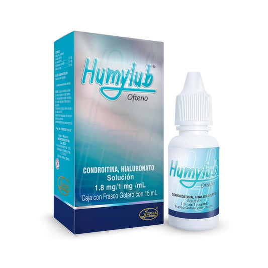 HUMYLUB OFTENO Gotas Oftálmicas Lubricantes con Hialuronato de Sodio y Condroitín Sulfato, Alivio Eficaz para Ojo Seco Leve a Moderado, Estabiliza Película Lagrimal, Frasco Gotero 15 ml