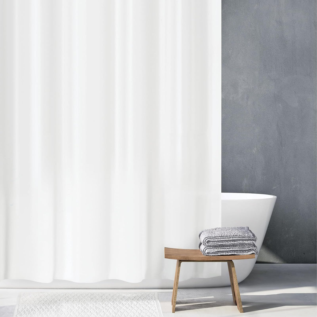 InterDesign Peva - Cortina de Ducha (Resistente al Moho, Calibre 3), Estándar, Blanco, Standard - Set of 2, 1