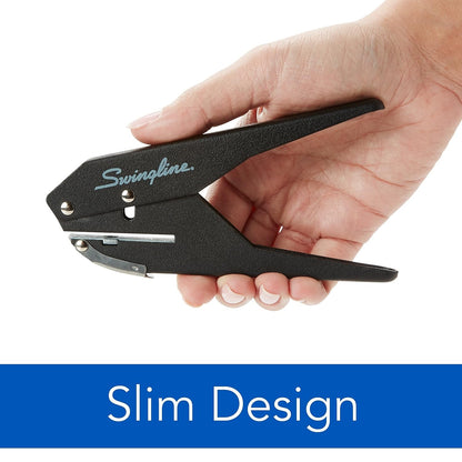 Swingline 74017 perforadora de 1 agujero, perforadora de 20 hojas de capacidad, alicates de baja fuerza, negro y plateado