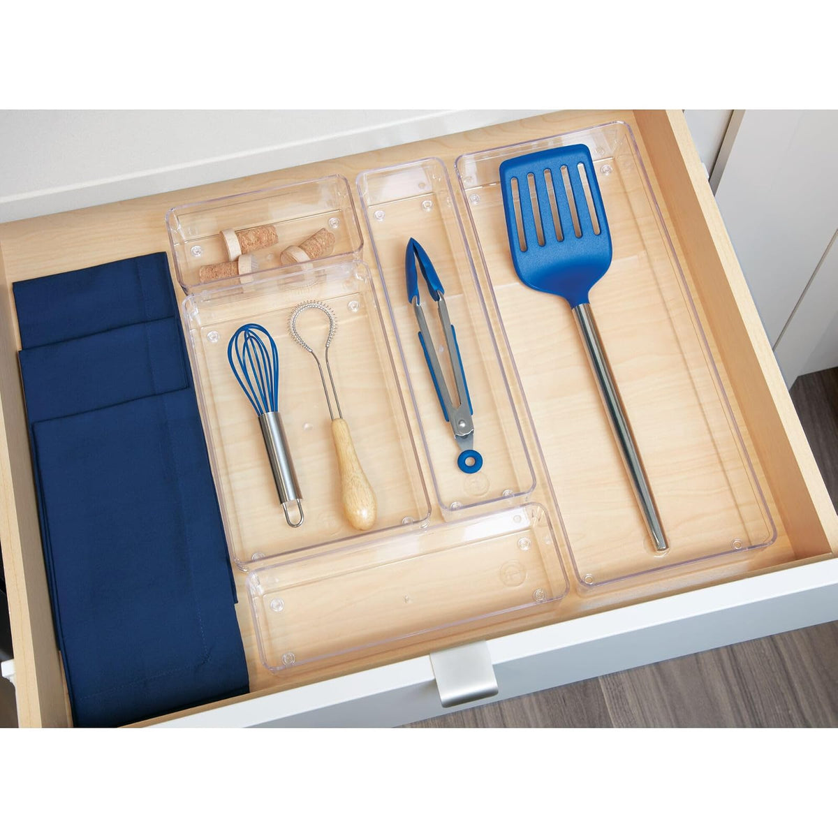 iDesign - Solución organizadora de cajones de plástico reciclado, 3 x 6 x 2 pulgadas, contenedor transparente