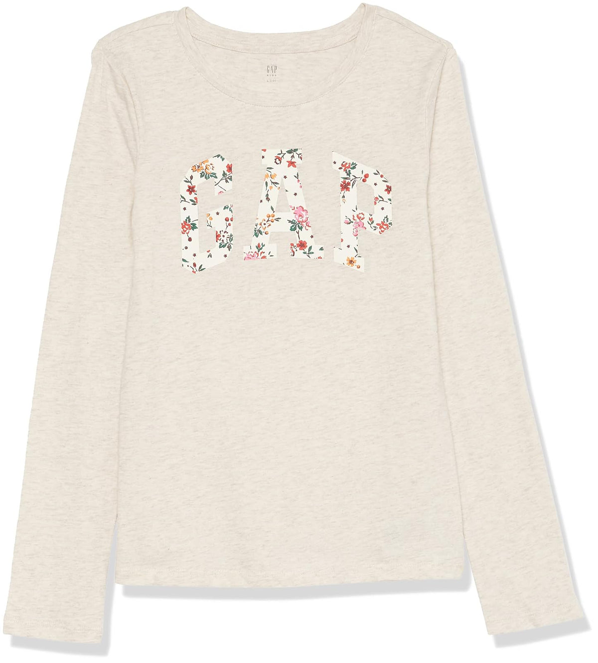 Gap - Playera de Manga Larga con Logotipo para niña, Gris, Large
