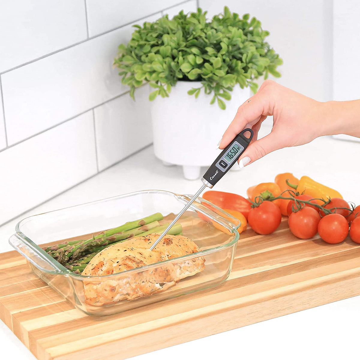 Escali DH1 Gourmet - Termómetro digital para carne con sonda extra larga, certificado NSF, negro
