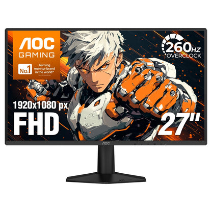 AOC Monitor Gaming de 27 Pulgadas, 27G51Z, FHD IPS, 240 Hz, 0.5 ms MPRT, Sincronización Adaptativa, HDR, HDMI 2.0, Display Port, Luz Azul Baja, Ajuste de Inclinación