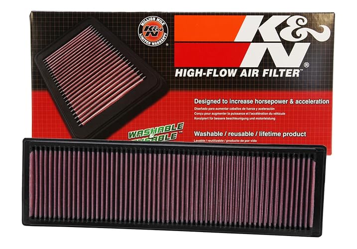 K&N Filtro de Aire de Motor 33-2331 Lavable de Alto Flujo Rojo para Volkswagen Beetle/Golf/Jetta/Passat 2006-2017