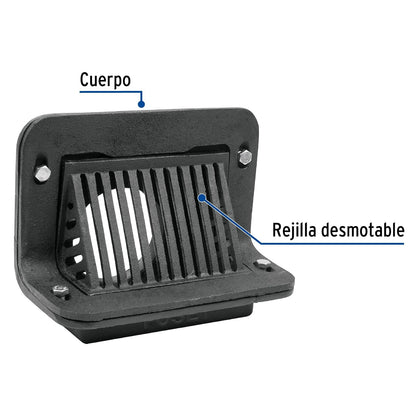 Foset CO-4954, Coladera de hierro con salida 4", de pretil