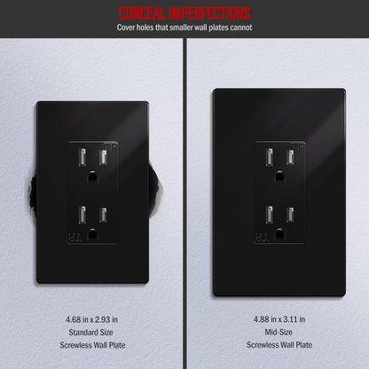 ENERLITES - Placas de pared para decoración sin tornillos, cubiertas de salida seguras para niños, acabado brillante, tamaño mediano, 1 banda, 12,4 cm de alto x 7,9 cm de largo, termoplástico de
