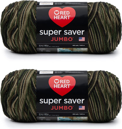 Red Heart Super Saver Estambre Acrílico Jumbo, Paquete de 2, 396 g - Paquete de 2 - Verde