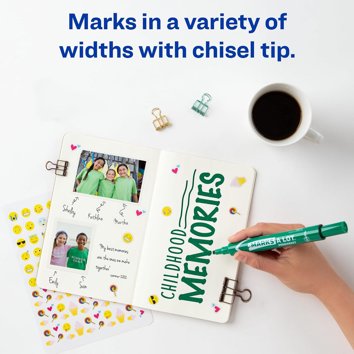 Avery Marks-A-Lot 8885 Marcador Jumbo Punta Cincel, verde, 12 Piezas