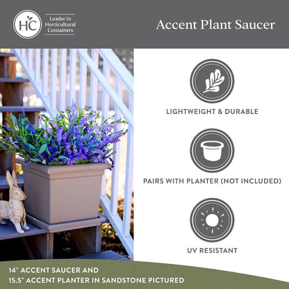 The HC Companies - Platillo Cuadrado para Plantas - Bandejas de plástico duraderas para Plantas, Elegante Bandeja Cuadrada para Drenaje de Agua, platillo Resistente a los Rayos UV para Uso en
